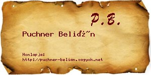 Puchner Belián névjegykártya